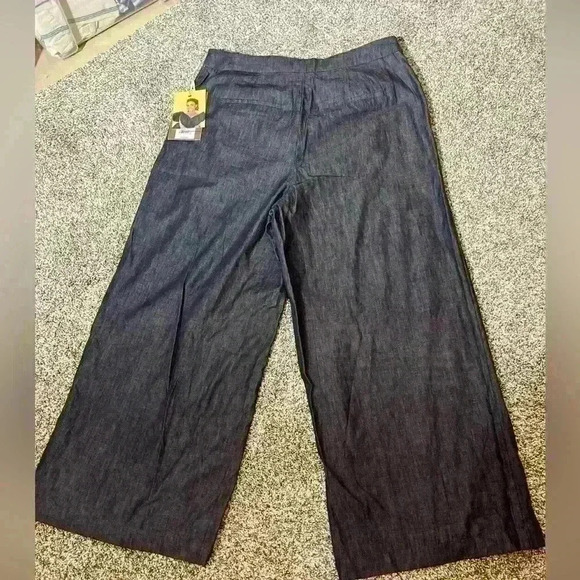 Kika Vargas Indigo Wide Leg Cropped Pants with Scalloped Pocket Size 8- NWT - Picture 12 of 13